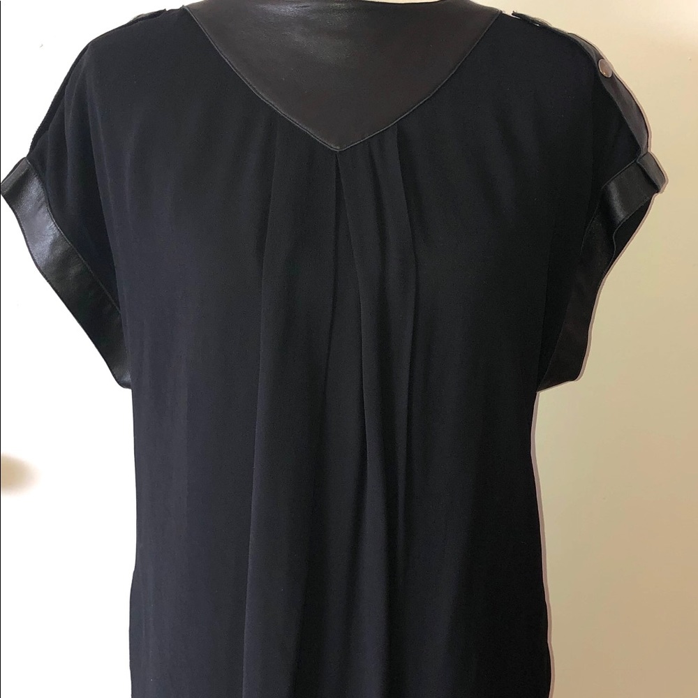 Rachel Zoe Sleeveless Black Dress With Leather S P